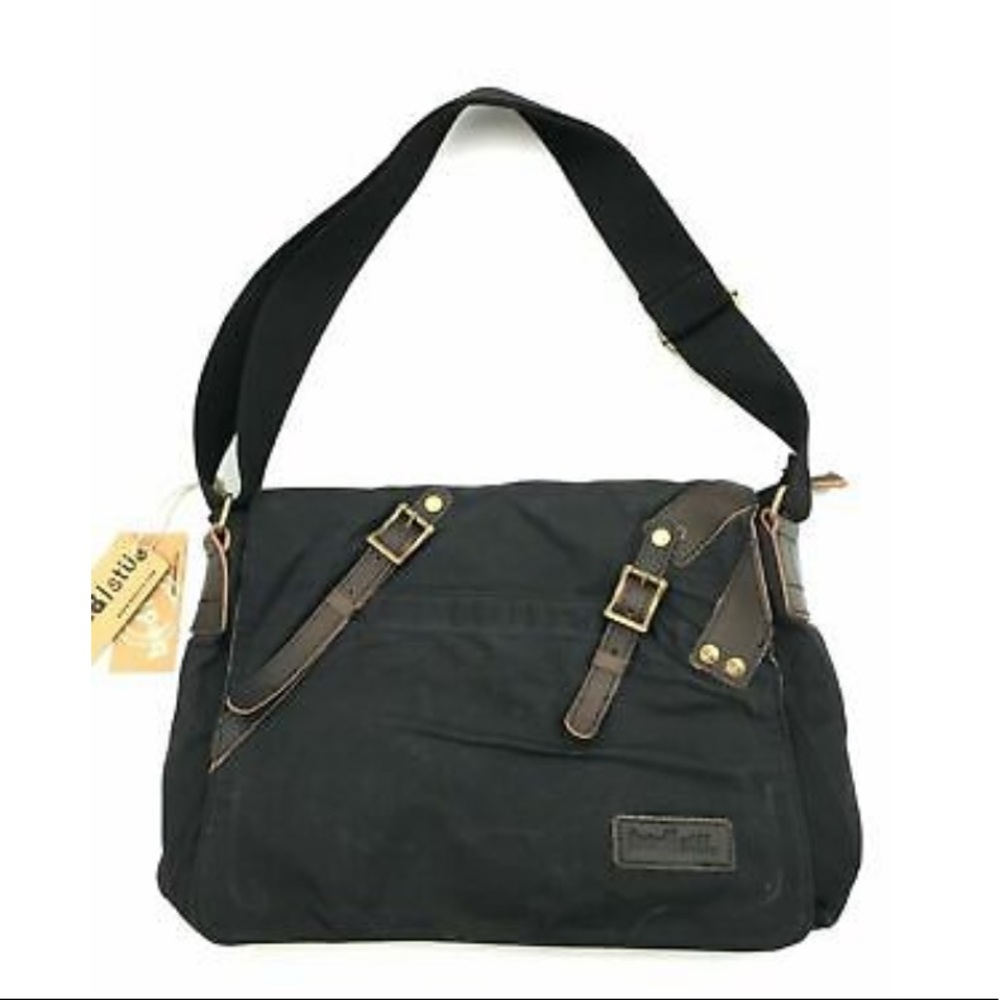 Bed Stu Declan Messenger Bag Black Canvas Leather
